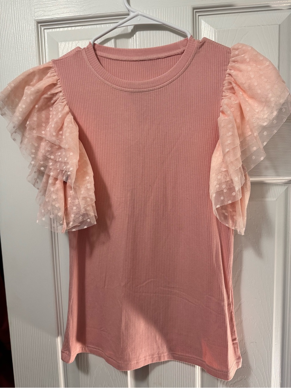 Pink Ruffled Sleeve Knit Top